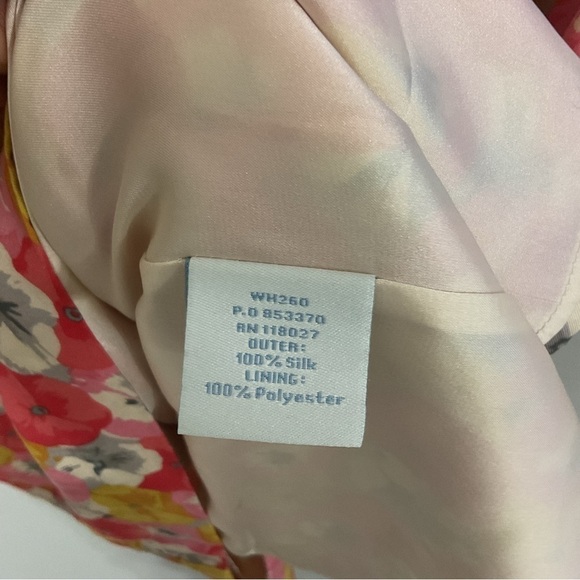 Boden Womens Silk Floral Dress Pink Yellow Short Sleeve Scoop Neck Pleated 6R - Picture 6 of 12